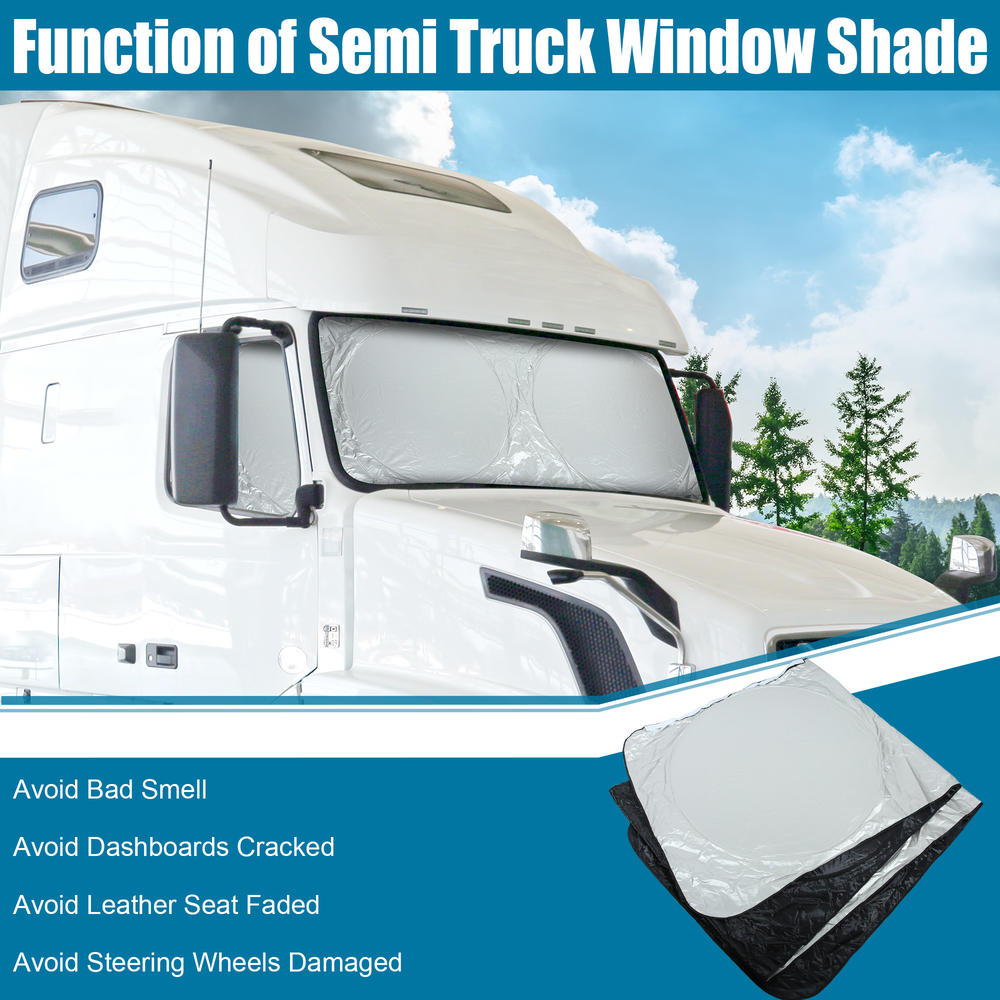 Unique Bargains Semi-Truck Sunshade for Windshield and Side Window 240T Block Sun Ray RV Big Rig