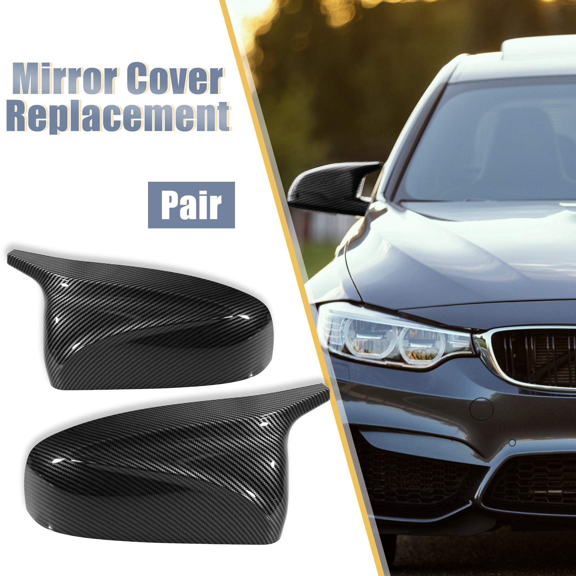 Unique Bargains Pair for BMW E70 E71 E72 Carbon Fiber Pattern Car Rear View Mirror Covers Cap
