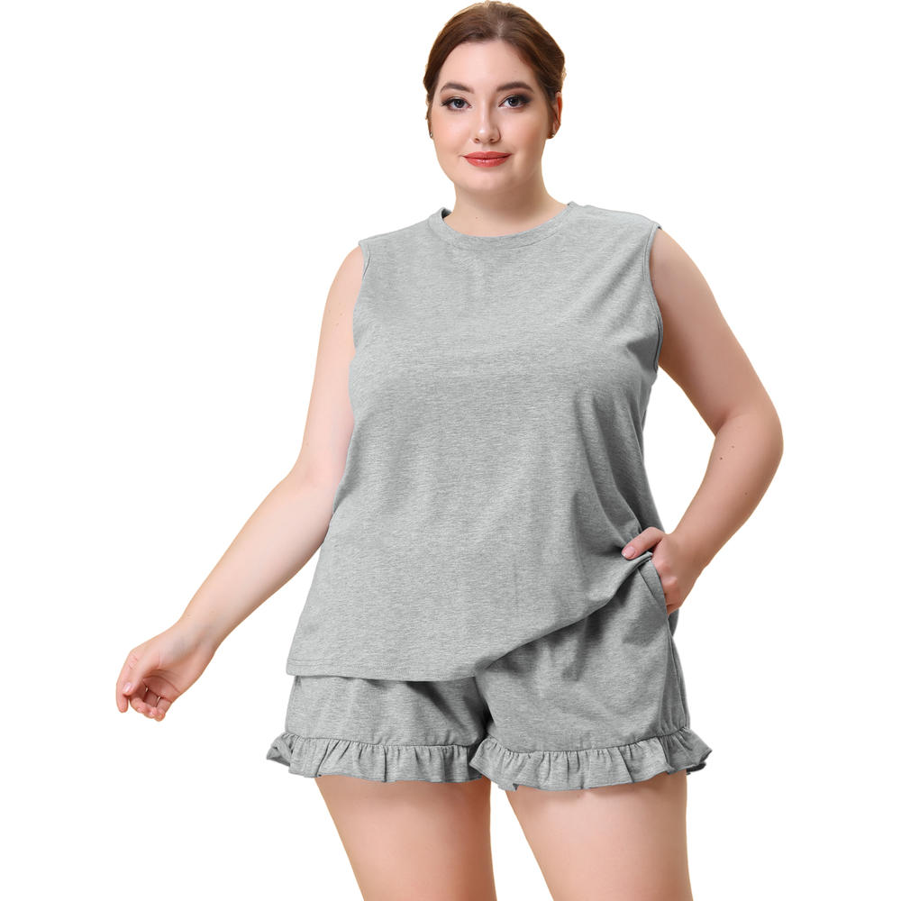 Unique Bargains Agnes Orinda Women’s Plus Size Pajamas Set Knit Tank Top Sleepwear