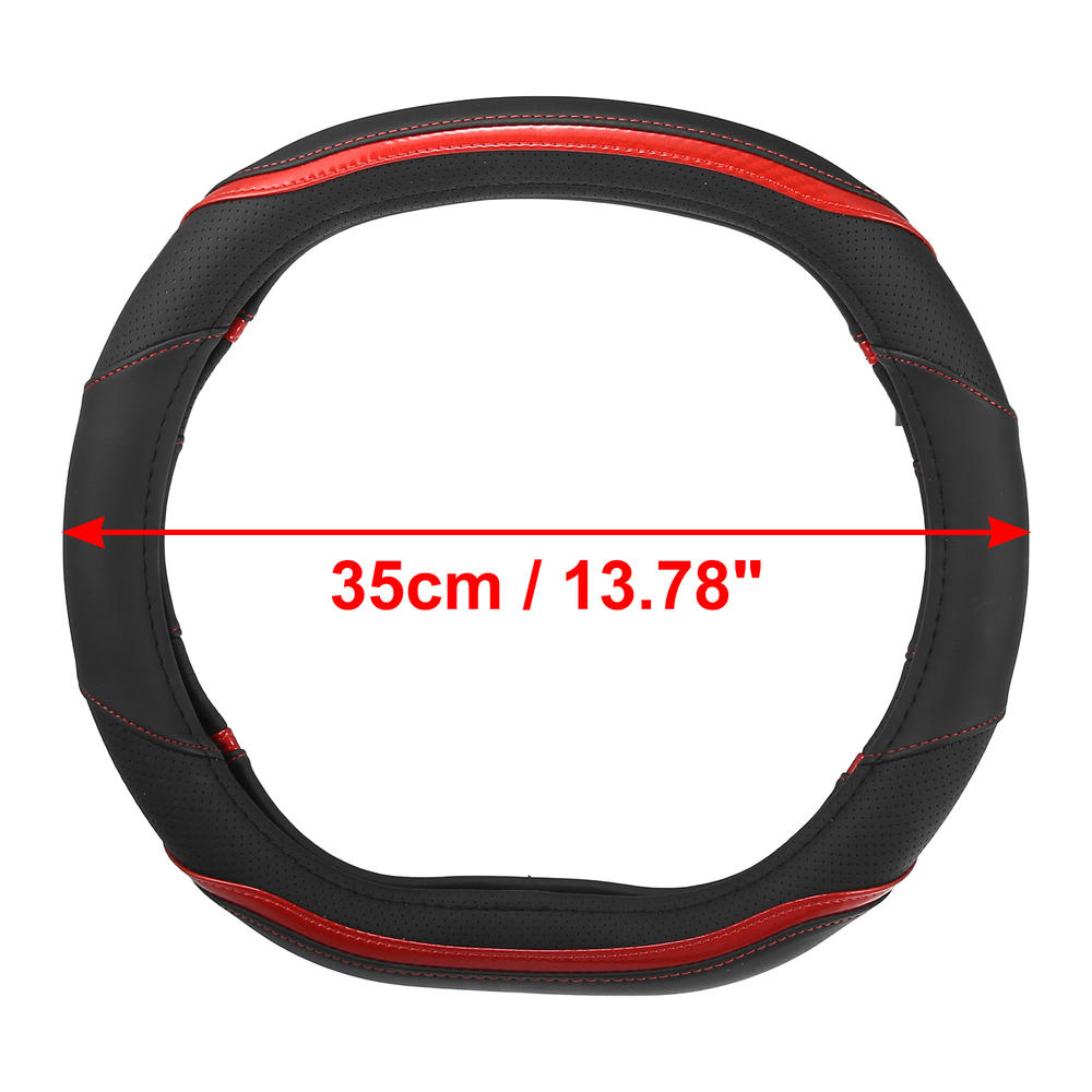 Unique Bargains Car Steering Wheel Cover for Peugeot 4008 5008 New508 Faux Leather Black Red