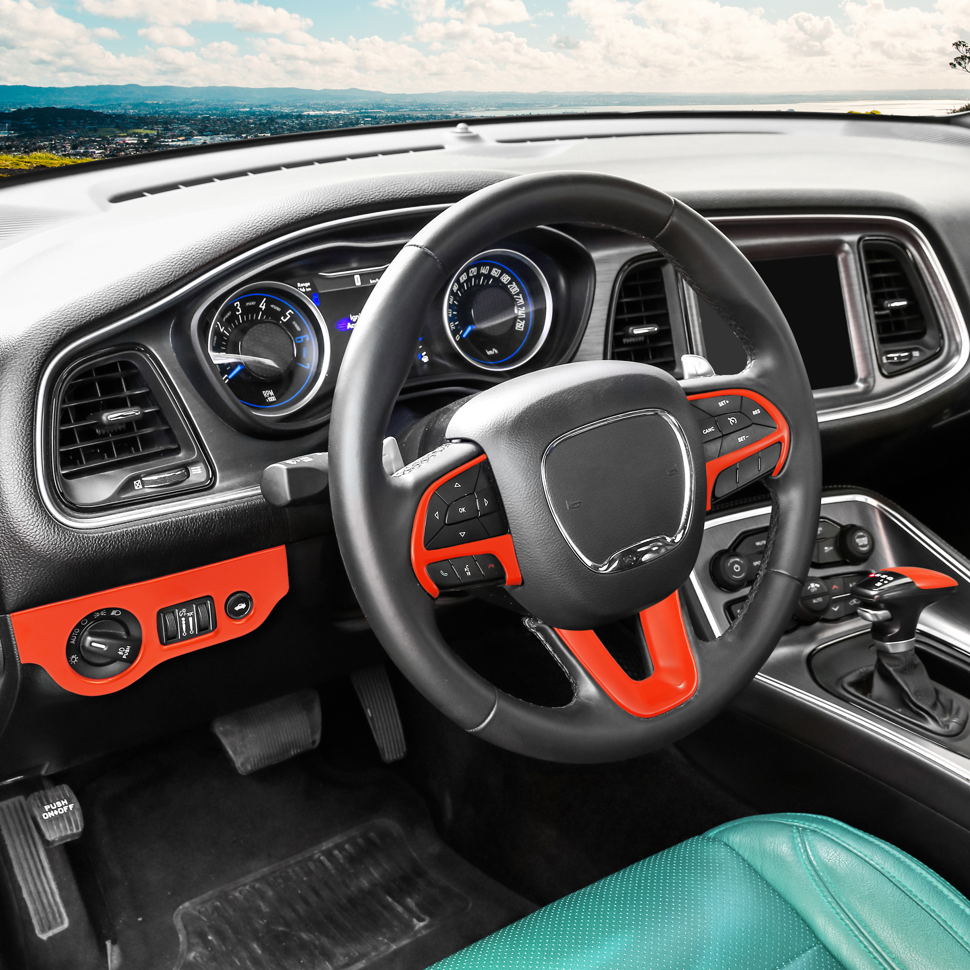 Unique Bargains 1 Set Steering Wheel Decoration for Dodge Charger Challenger 15-21 Orange