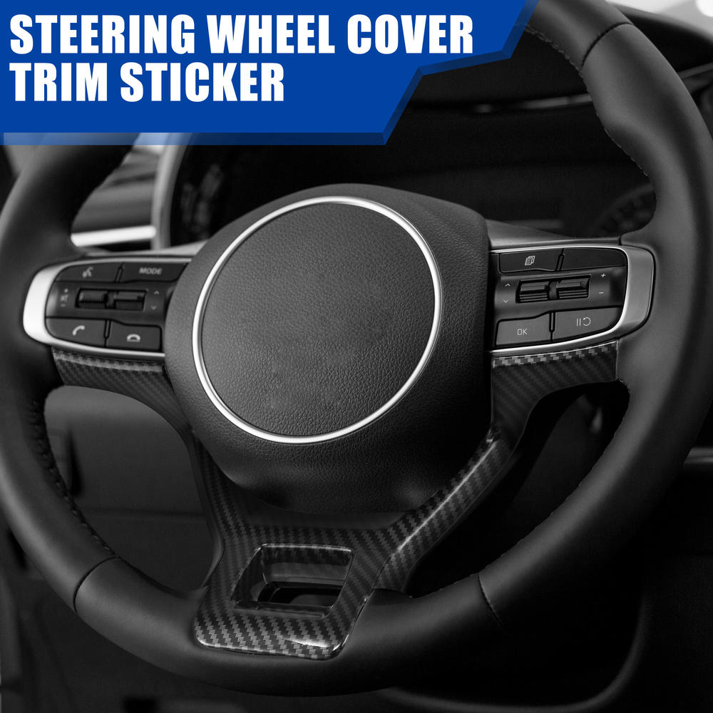 Unique Bargains Steering Wheel Cover Trim Sticker for Kia K5 2021-2022 Carbon Fiber Pattern