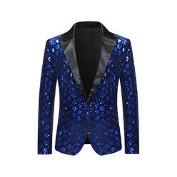 Unique Bargains Lars Amadeus Men's Sequin Blazer Tuxedo Shiny Glitter Sports Coat Suit Jacket