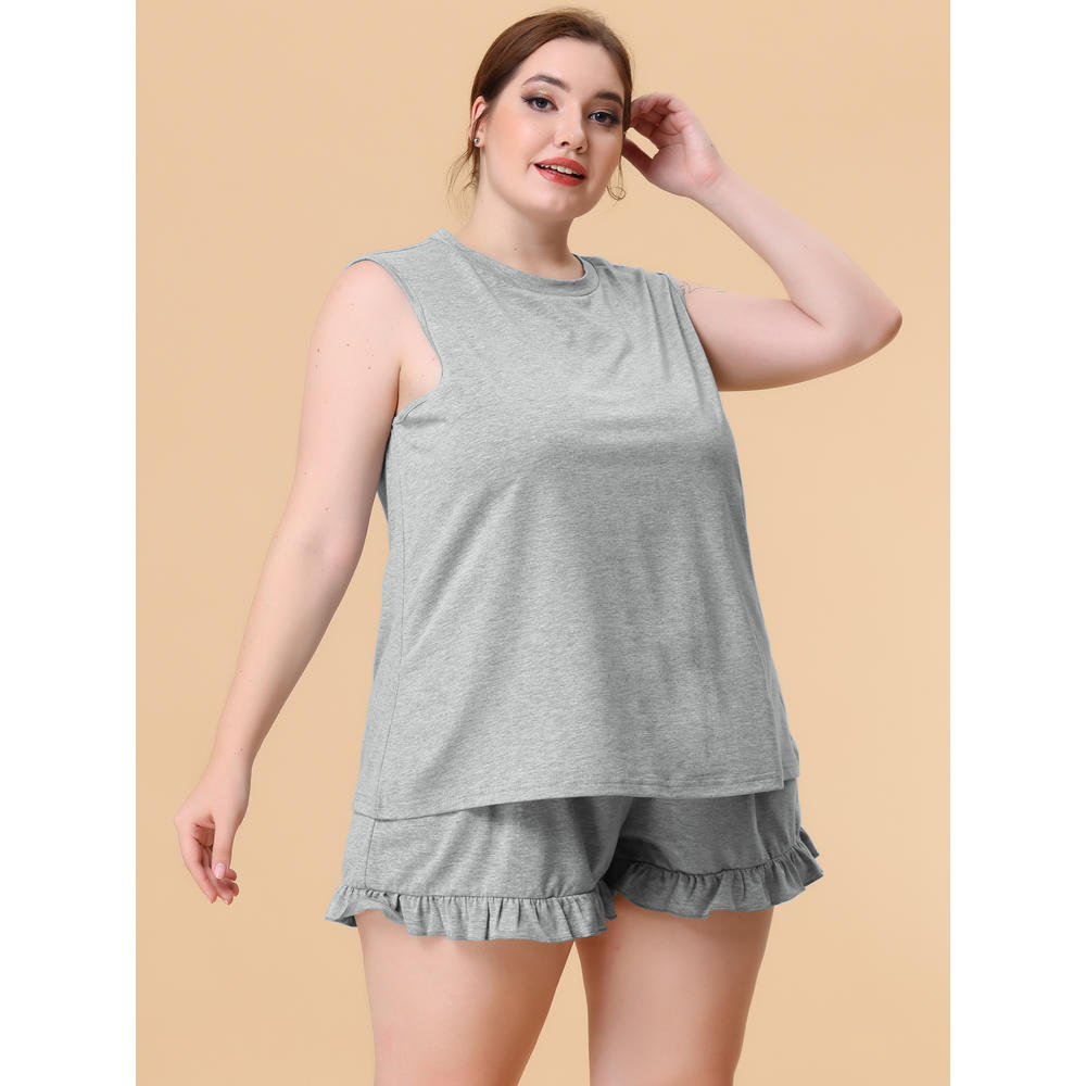 Unique Bargains Agnes Orinda Women’s Plus Size Pajamas Set Knit Tank Top Sleepwear