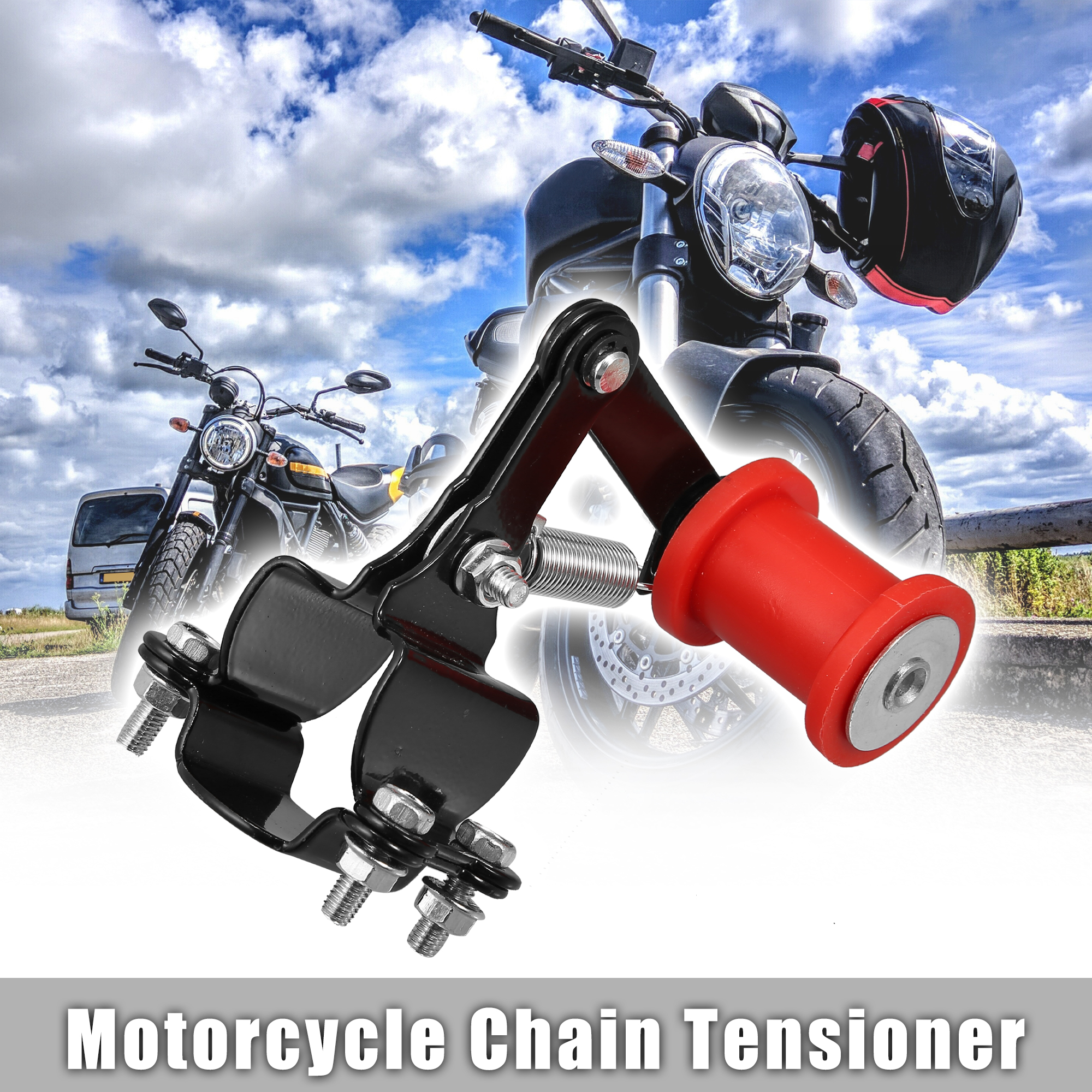 Unique Bargains Chain Tensioner Tool Adjuster for 70cc 90cc 110cc 140cc Motorcycle Black Red