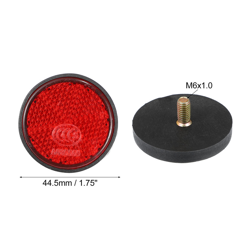 Unique Bargains 6pcs Motorcycle M6x1.0 Red Universal Screw Mount Round Warning Reflector 44.5mm
