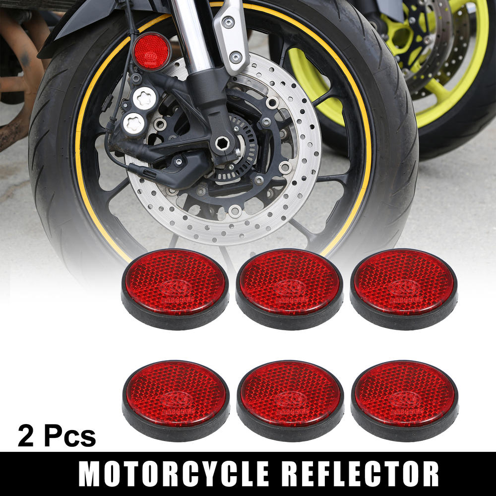 Unique Bargains 6pcs Motorcycle M6x1.0 Red Universal Screw Mount Round Warning Reflector 44.5mm