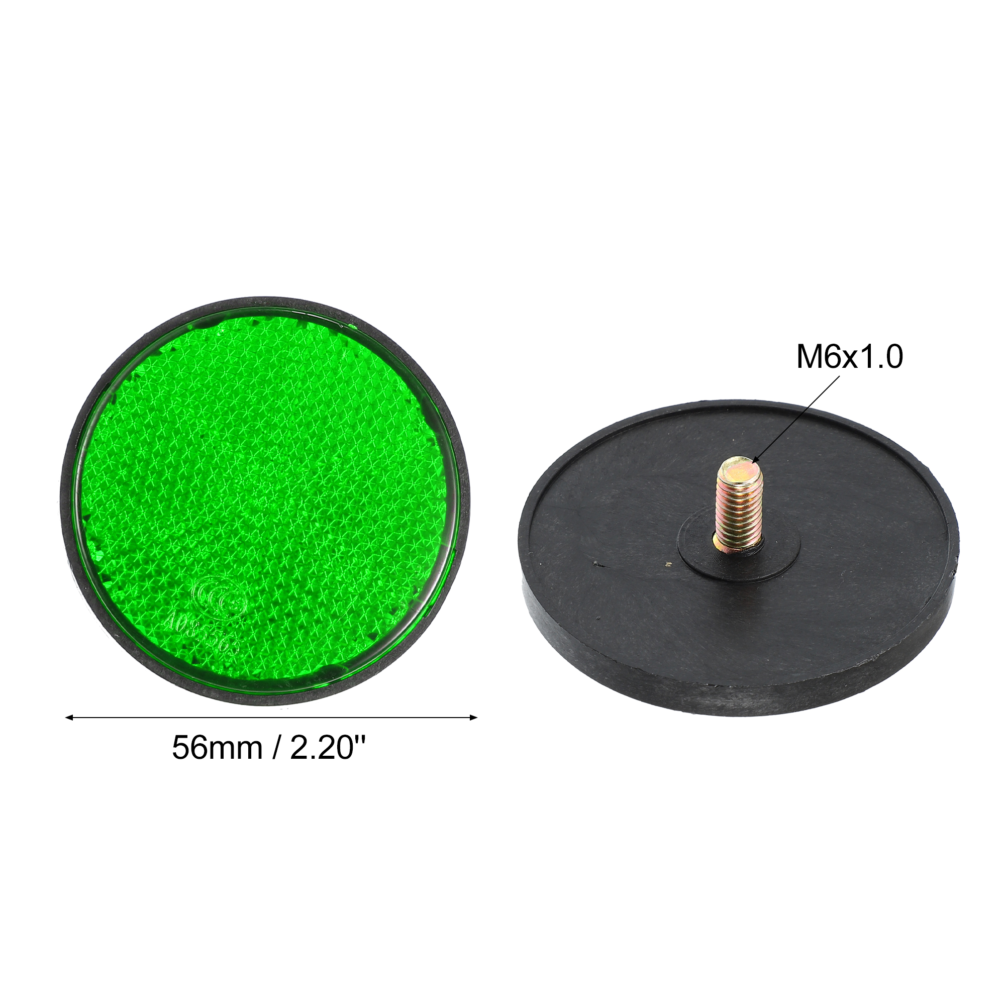 Unique Bargains 6pcs M6x1.0 Green Universal Screw Mount Round Warning Reflector for Motorcycle