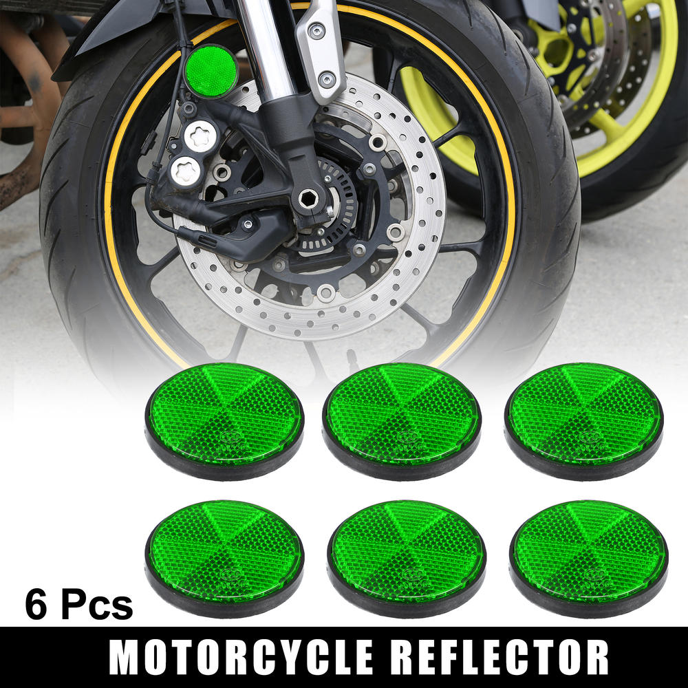 Unique Bargains 6pcs M6x1.0 Green Universal Screw Mount Round Warning Reflector for Motorcycle
