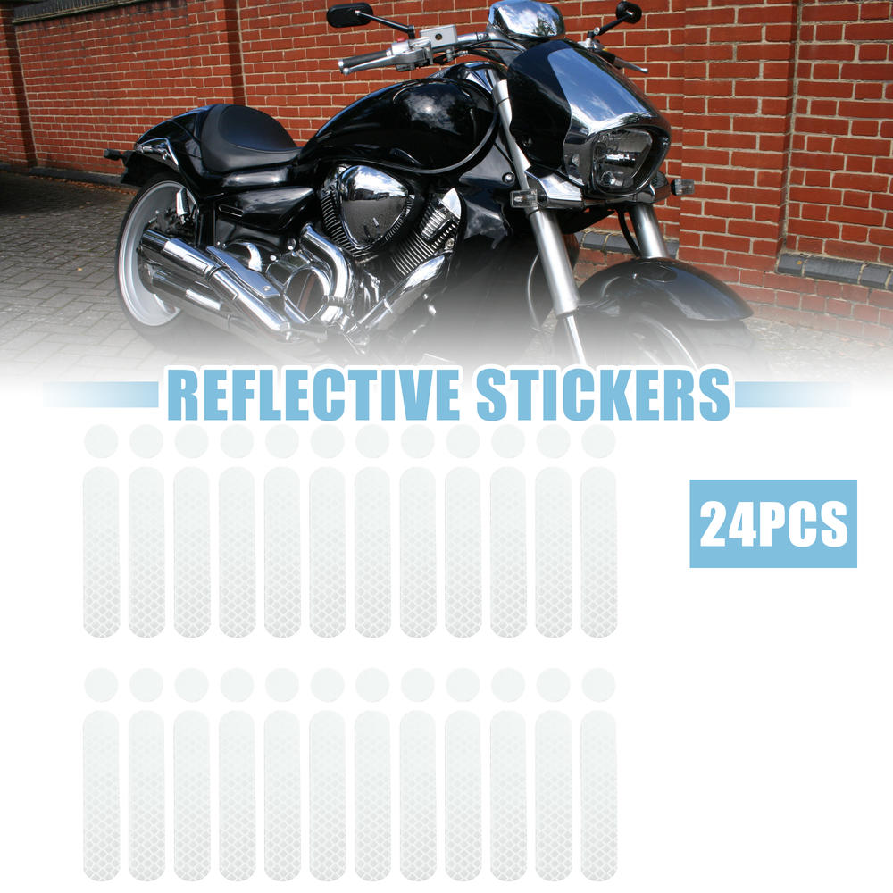 Unique Bargains 24pcs Reflective Safety Stickers PET for Helmet for Bicycle Motorcycle White