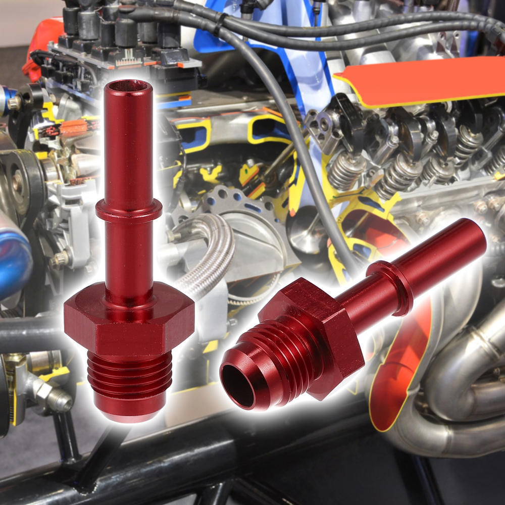Unique Bargains 6AN Male to 5/16" Car Fuel Hose Pipe Adapter Connector Push on EFI Fitting Red