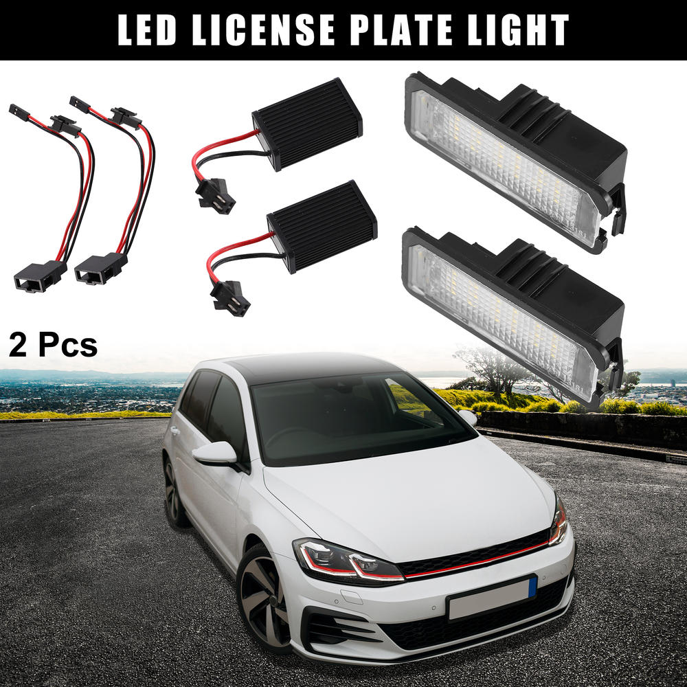 Unique Bargains 2pcs Car LED License Plate Light White Light for Volkswagen Golf Passat CC