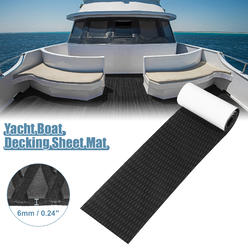 Unique Bargains 94.5"x11.85" EVA Faux Teak Decking Sheet Flooring Mat for Boat Marine Black