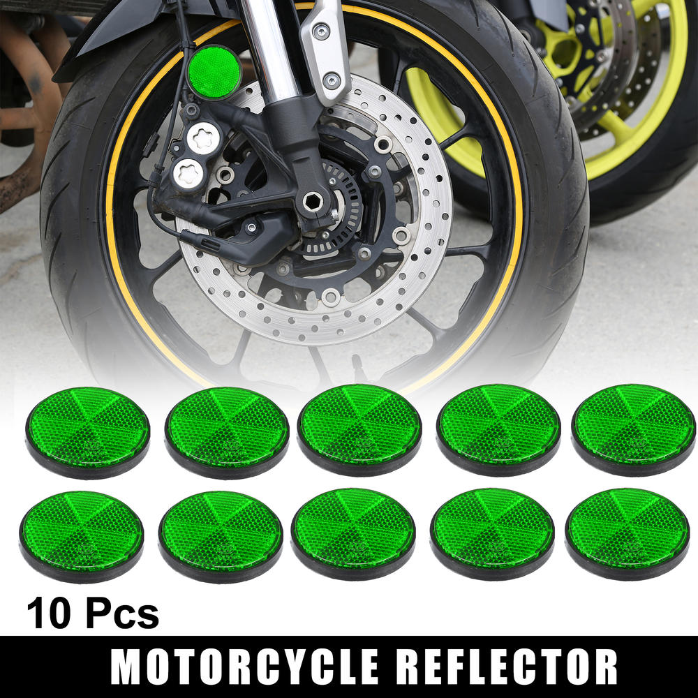 Unique Bargains 10pcs M6x1.0 Green Universal Screw Mount Round Warning Reflector for Motorcycle