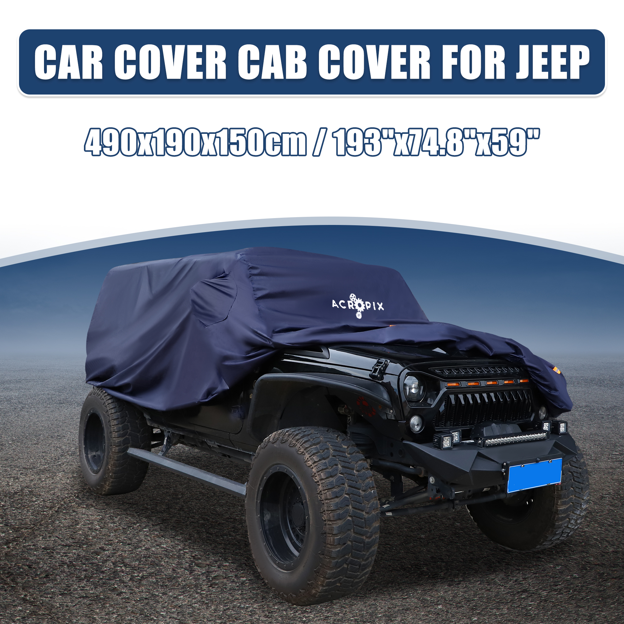 Unique Bargains SUV Car Cover Fit for Jeep Wrangler JK JL 4 Door 2007-2021 with Driver Door - Pack of 1 Navy Blue