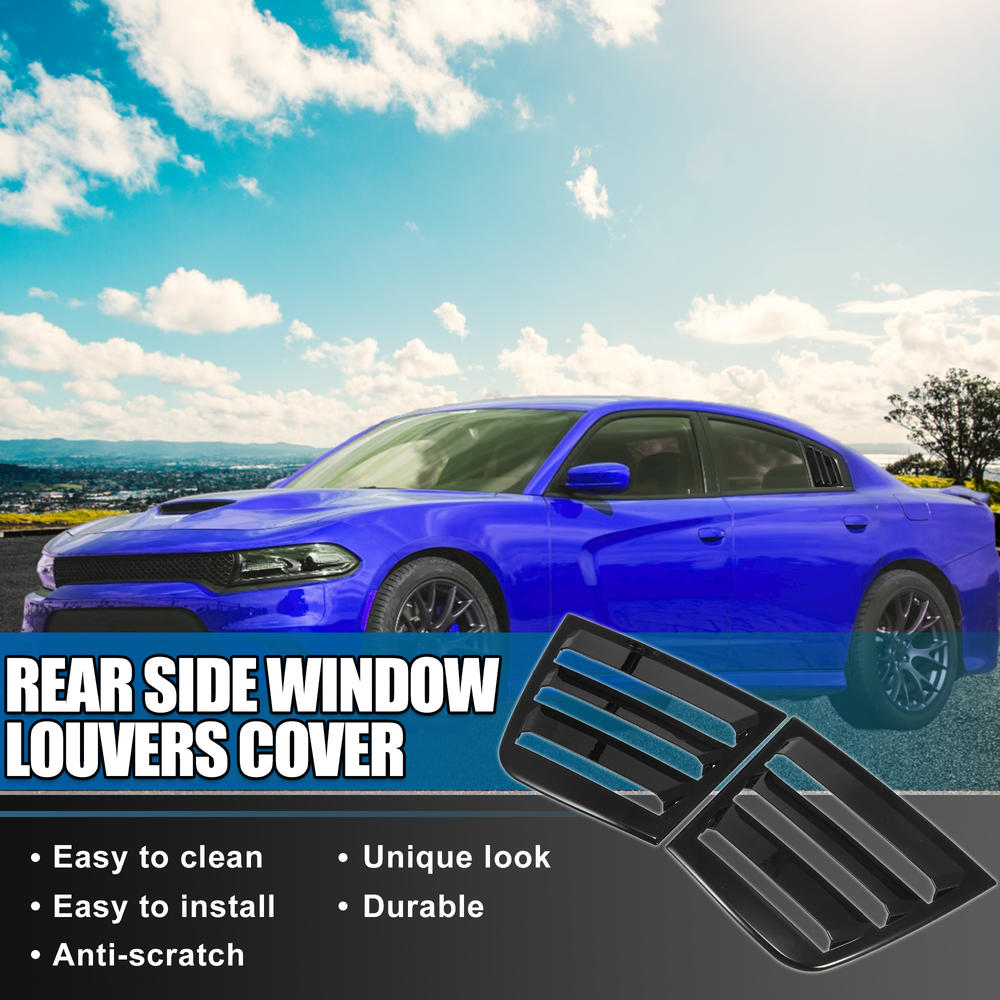 Unique Bargains 2pcs for Dodge Charger 2011-2021 Rear Window Louvers Air Vent Scoop Shades Cover