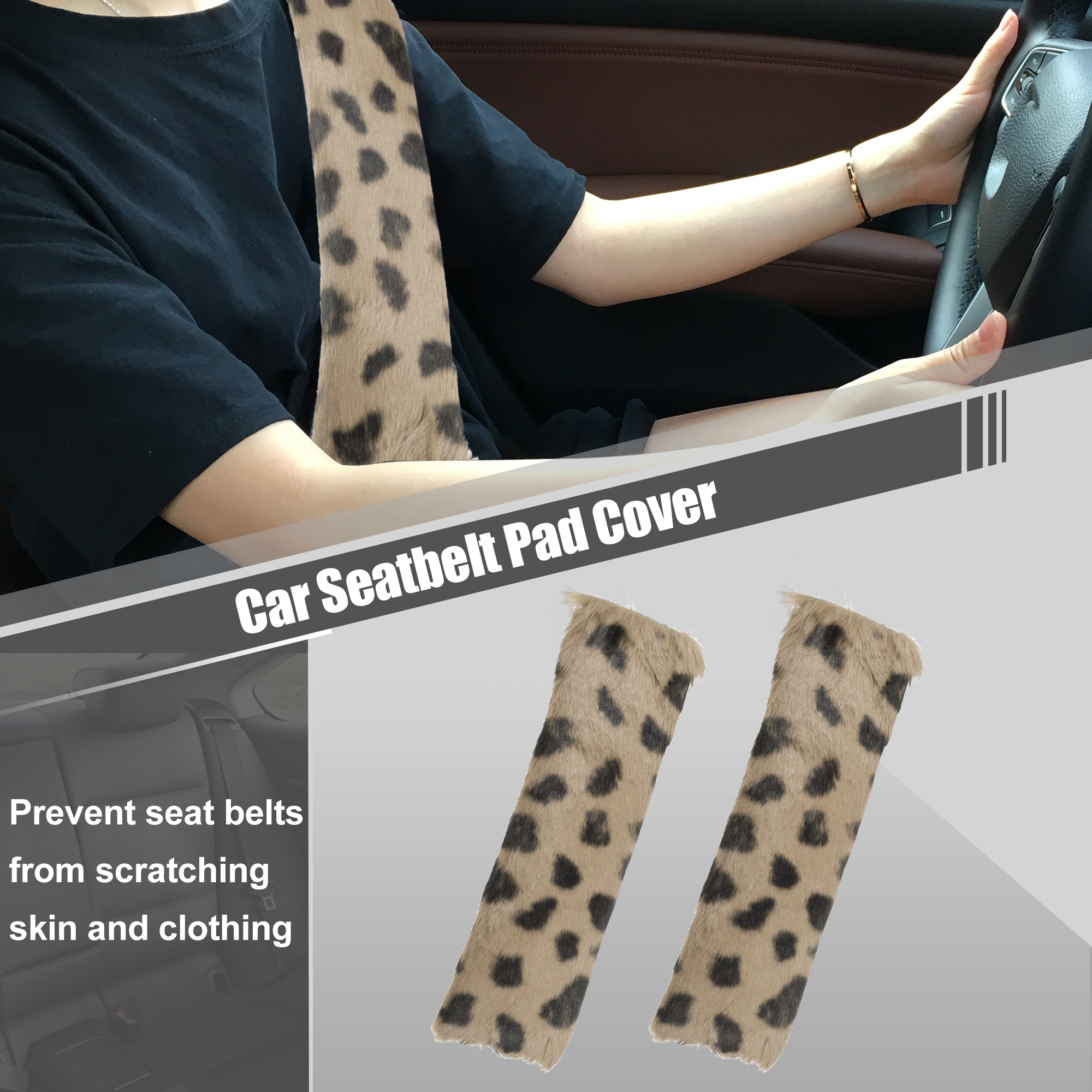 Unique Bargains 4 Pcs Plush Car Seat Belt Protector Shoulder Strap Seatbelt Pads Covers Beige