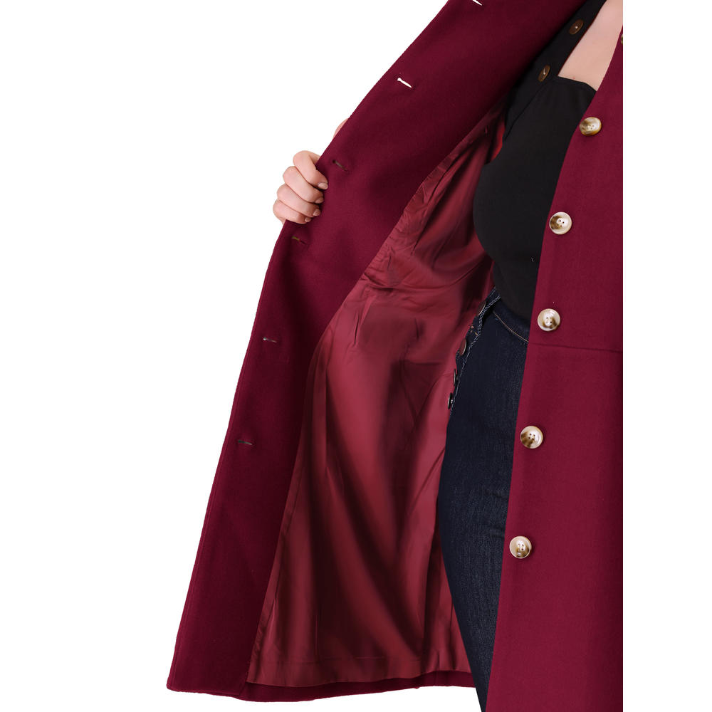 Unique Bargains Agnes Orinda Plus Size Long Coat for Women Elegant Mid-thigh Stand Collar Winter Single Breasted Coat