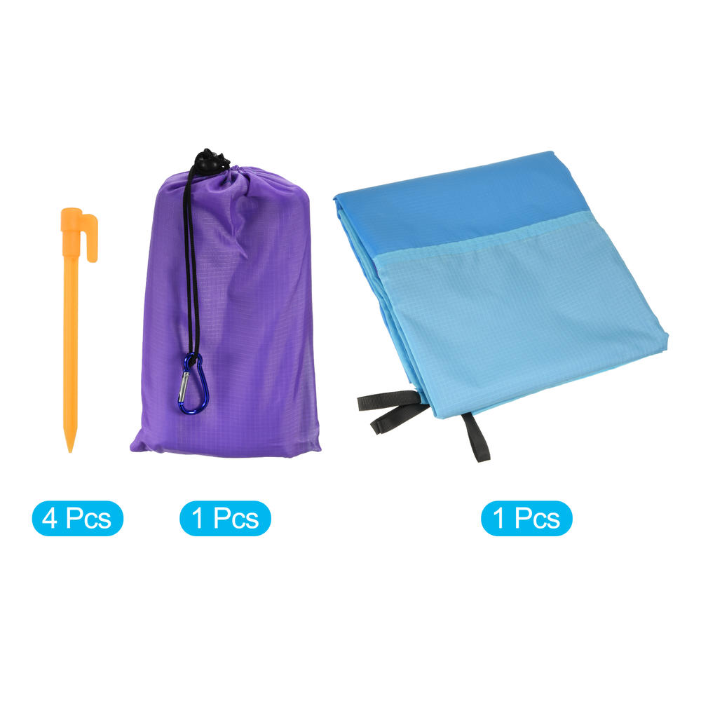 Unique Bargains 79" x 57" Beach Blanket, Waterproof Picnic Mat for Travel, Hiking Light Purple