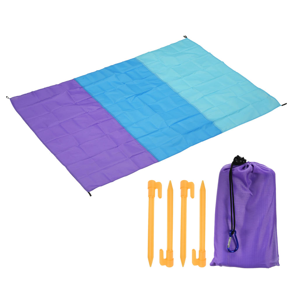Unique Bargains 79" x 57" Beach Blanket, Waterproof Picnic Mat for Travel, Hiking Light Purple