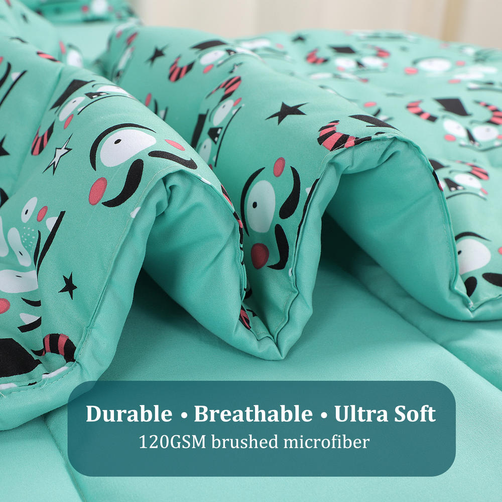 Unique Bargains 3 Piece Polyester Microfiber Kids Bedding Comforter Set Alien Monster
