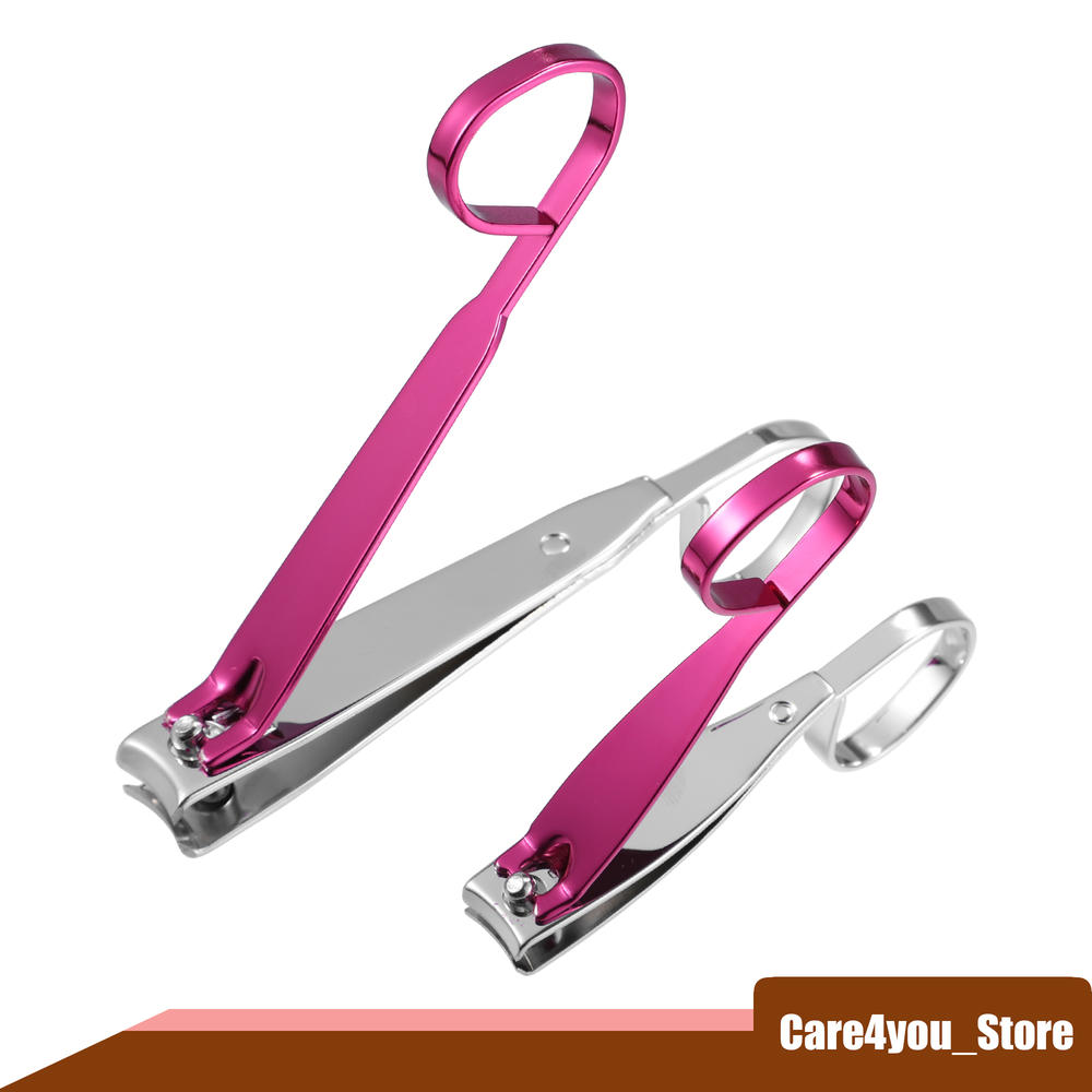 Unique Bargains 2 Pcs Nail Cutter Set Professional Nail Clippers Kit for Travel or Home Pink