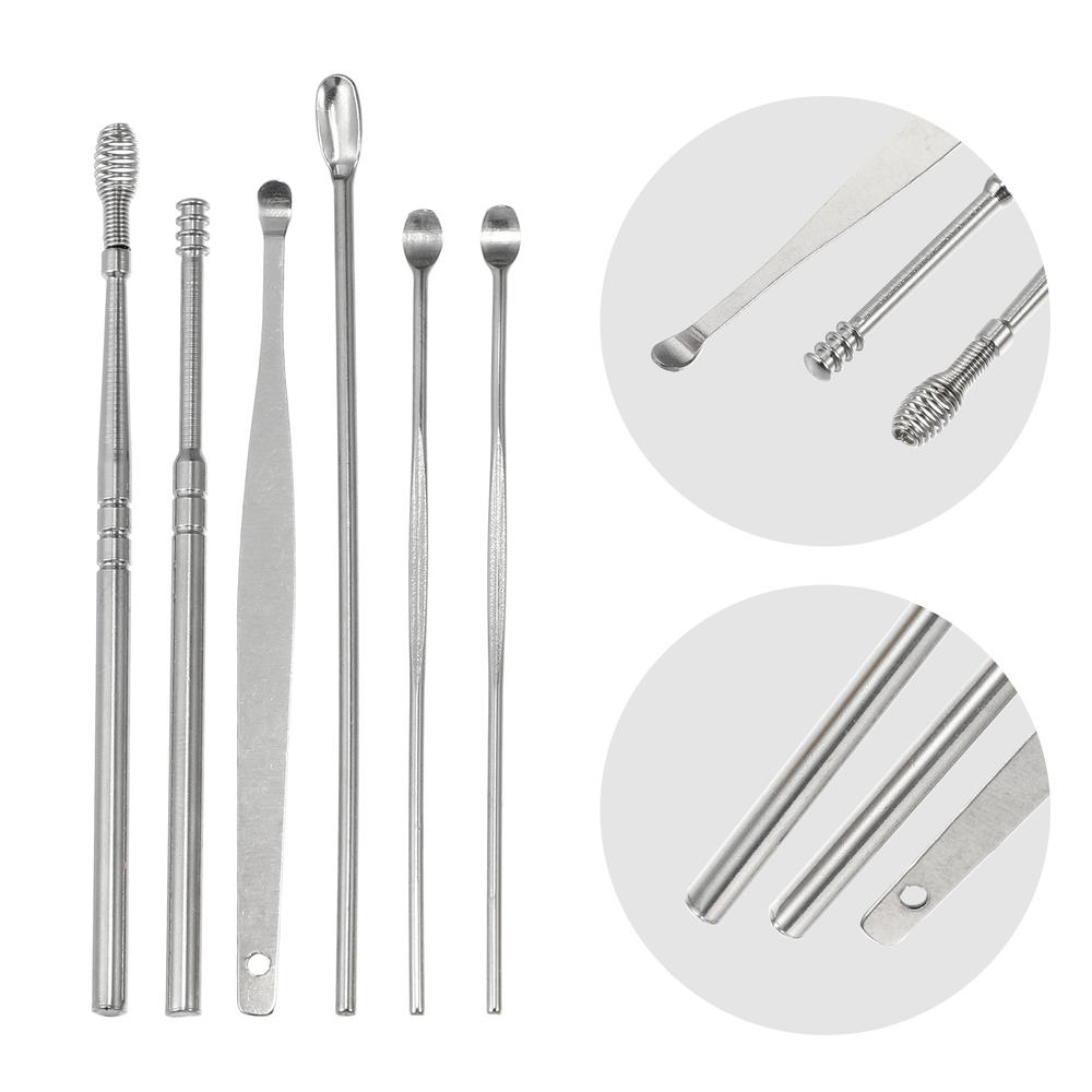 Unique Bargains 6Pcs Stainless Steel Ear Cleansing Tool Set with Plastic Storage Box