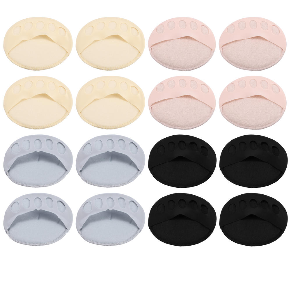 Unique Bargains 8 Pairs Forefoot Pads Five Toes Forefoot Pads Black Pink Gray Beige