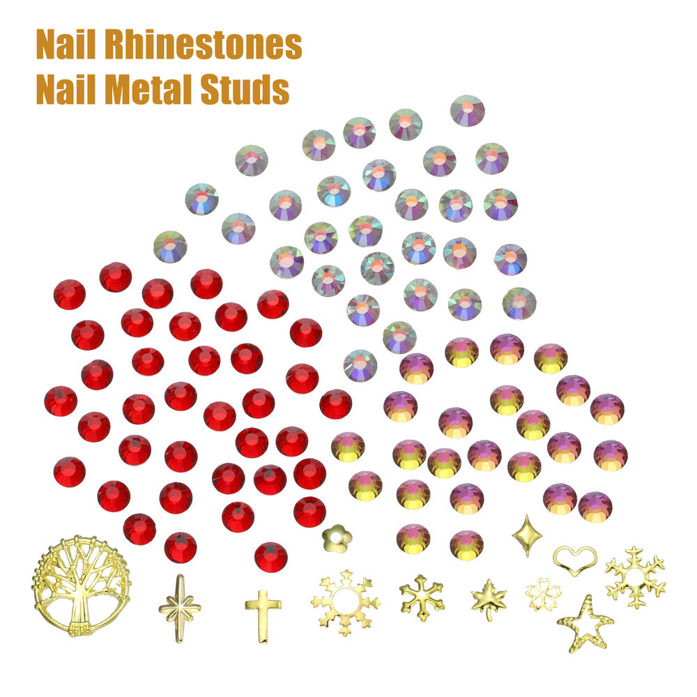 Unique Bargains 1 Set Two Packs of Nail Art Rhinestones Multi Shapes Art Studs for Nails
