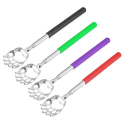 Unique Bargains 4 Pcs Extendable Bear Claw Stainless Steel Back Scratcher Red Green Purple Black