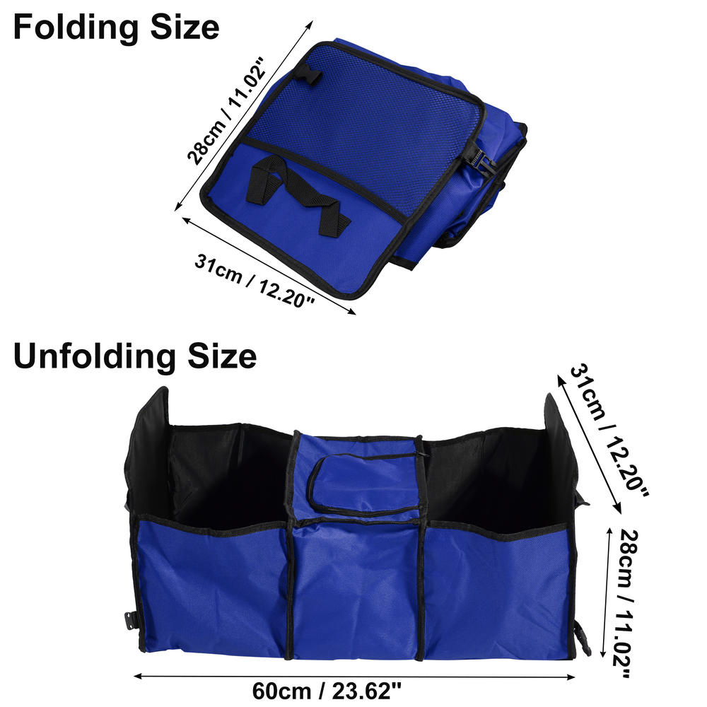 Unique Bargains 1pcs Car Trunk Foldable Organizer Mesh Storage Pockets Thermal Insulation Blue