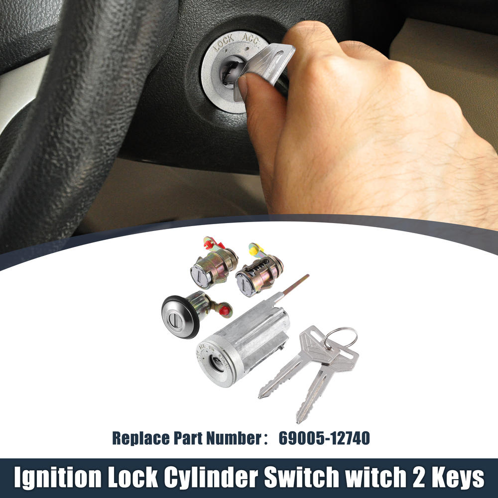 Unique Bargains 1 Set Ignition Switch Lock Cylinder with Key 69005-12740 for Toyota Corolla
