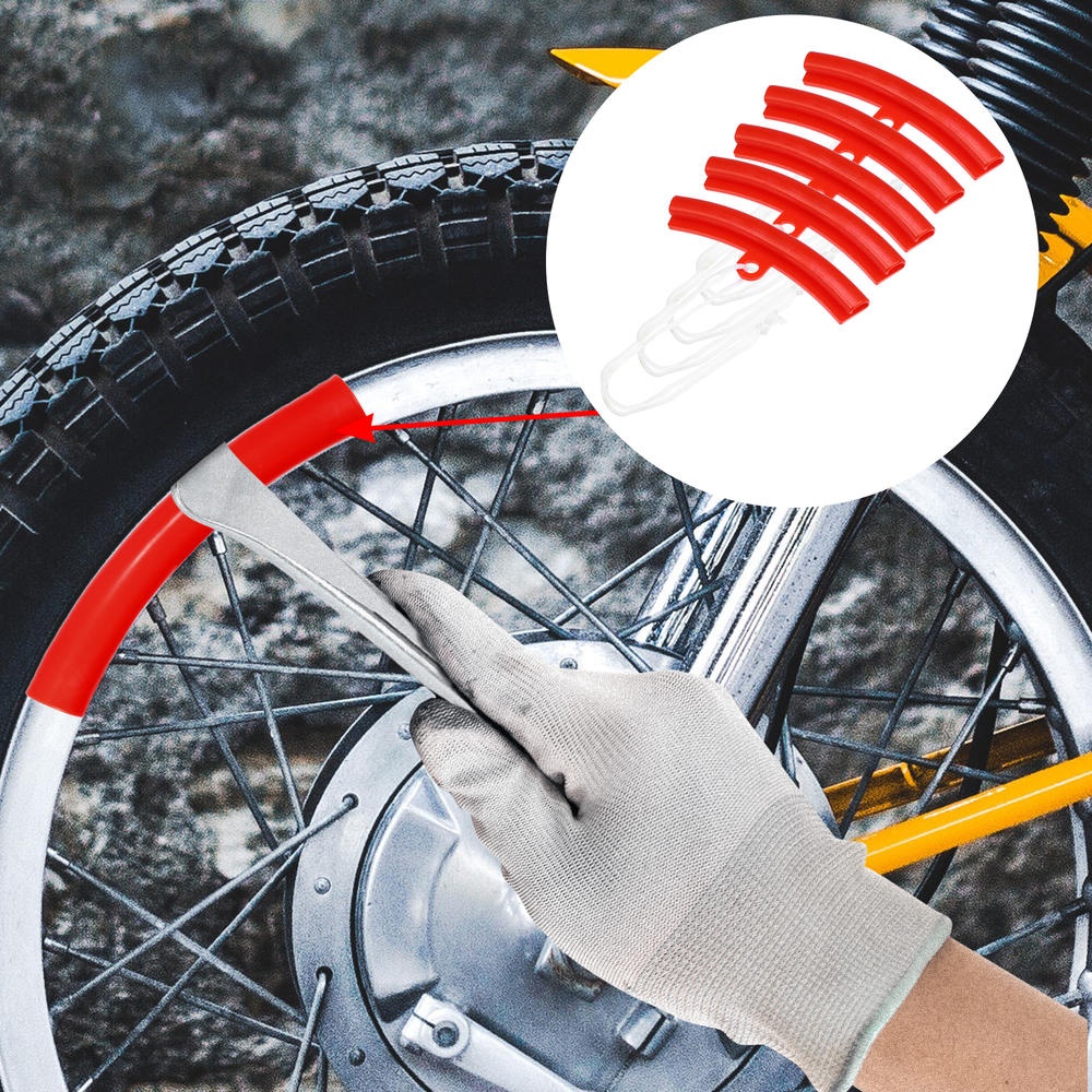 Unique Bargains 6 Pcs Wheel Protector Tire Rim Edge Savers Tyre for Motorcycle Car 15cm Red