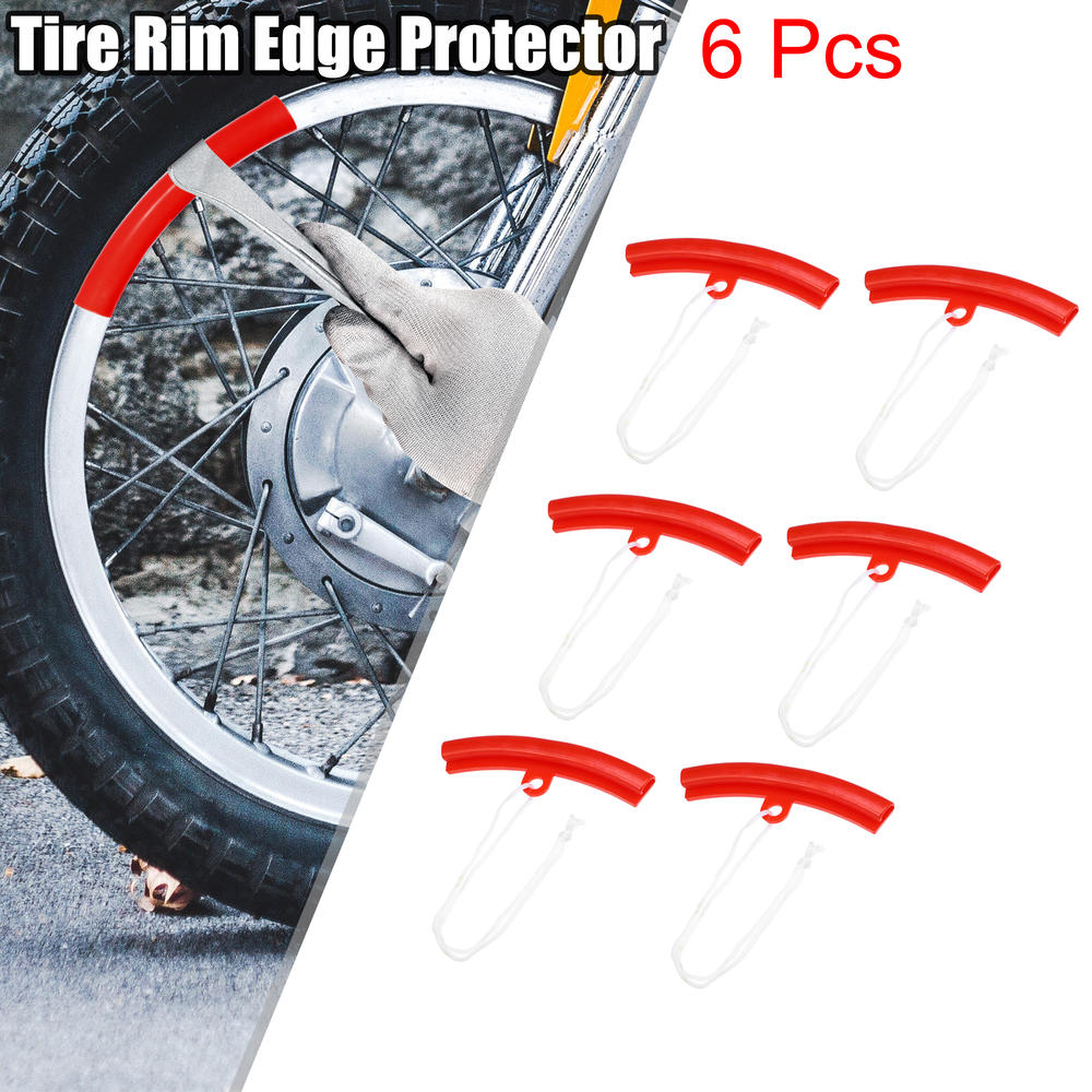 Unique Bargains 6 Pcs Wheel Protector Tire Rim Edge Savers Tyre for Motorcycle Car 15cm Red