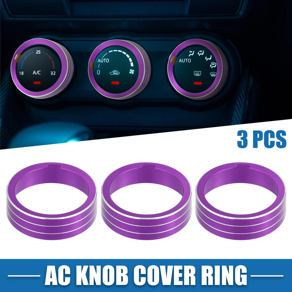 Unique Bargains AC Knob Climate Control Ring Cover for VW MK7 Golf GTI 15-20 Purple (Pack of 3)