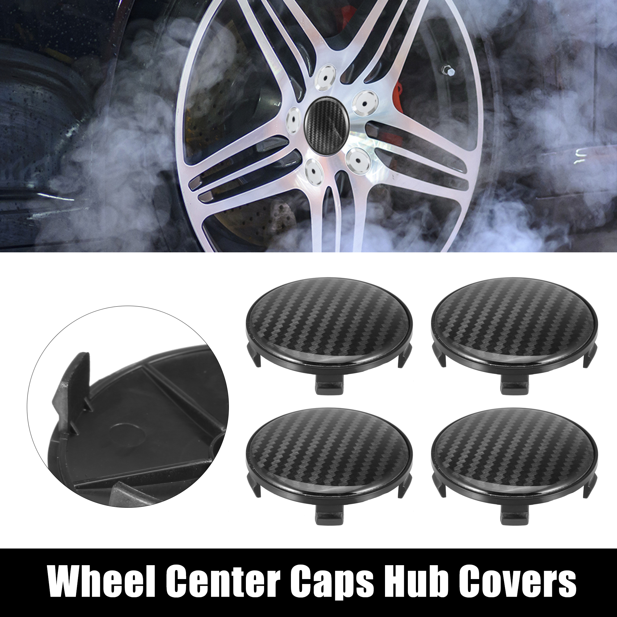 Unique Bargains 4pcs 67mm 68mm Wheel Center Hub Caps Hubcaps Covers Universal for Car Black
