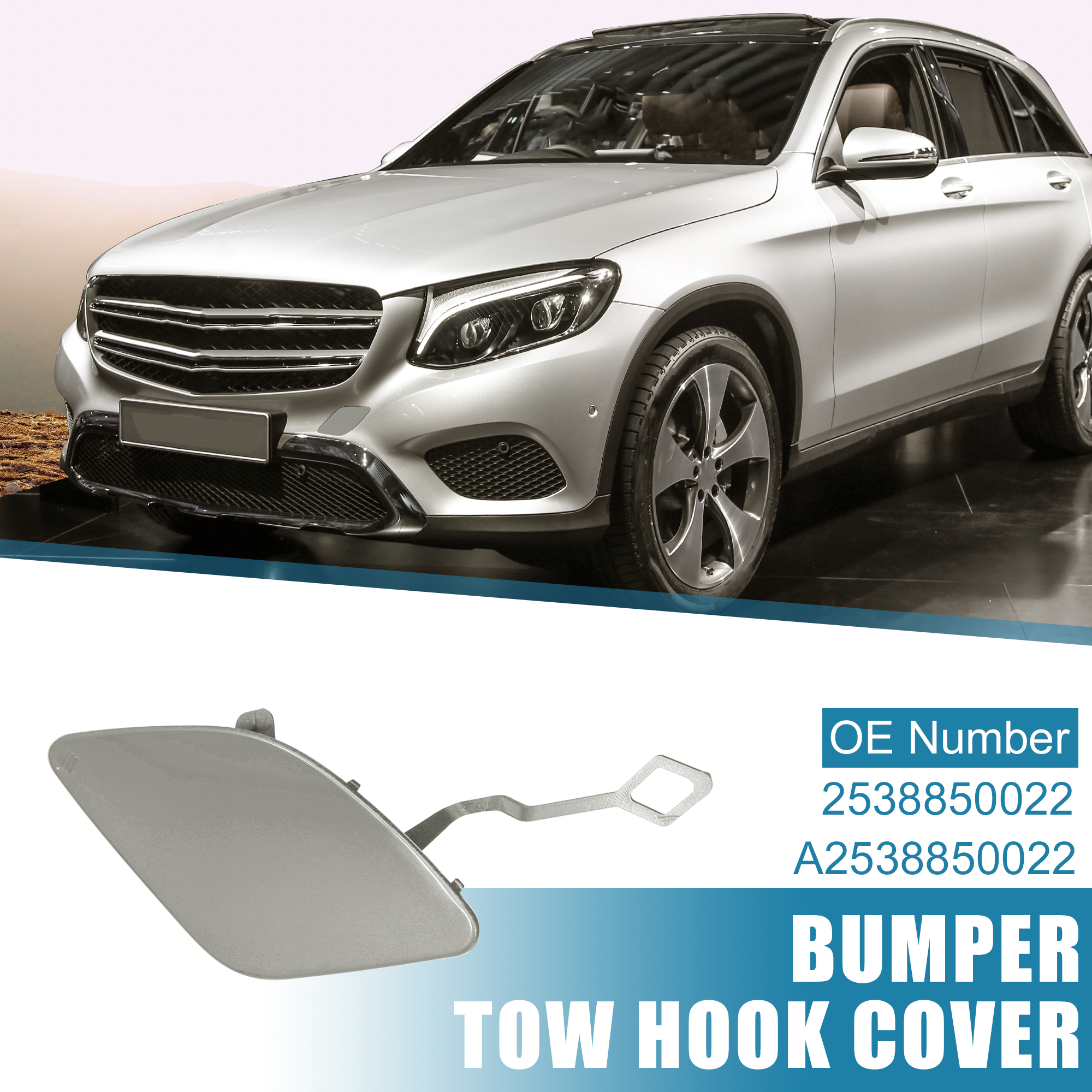 Unique Bargains Front Bumper Tow Hook Cover A2538850022 for Mercedes-Benz GLC Deep Silver Tone