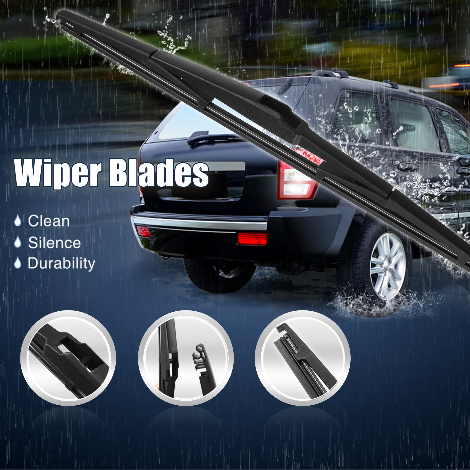 Unique Bargains 360mm 14" Rear Windshield Wiper Blades for Toyota Rubber Plastic Black