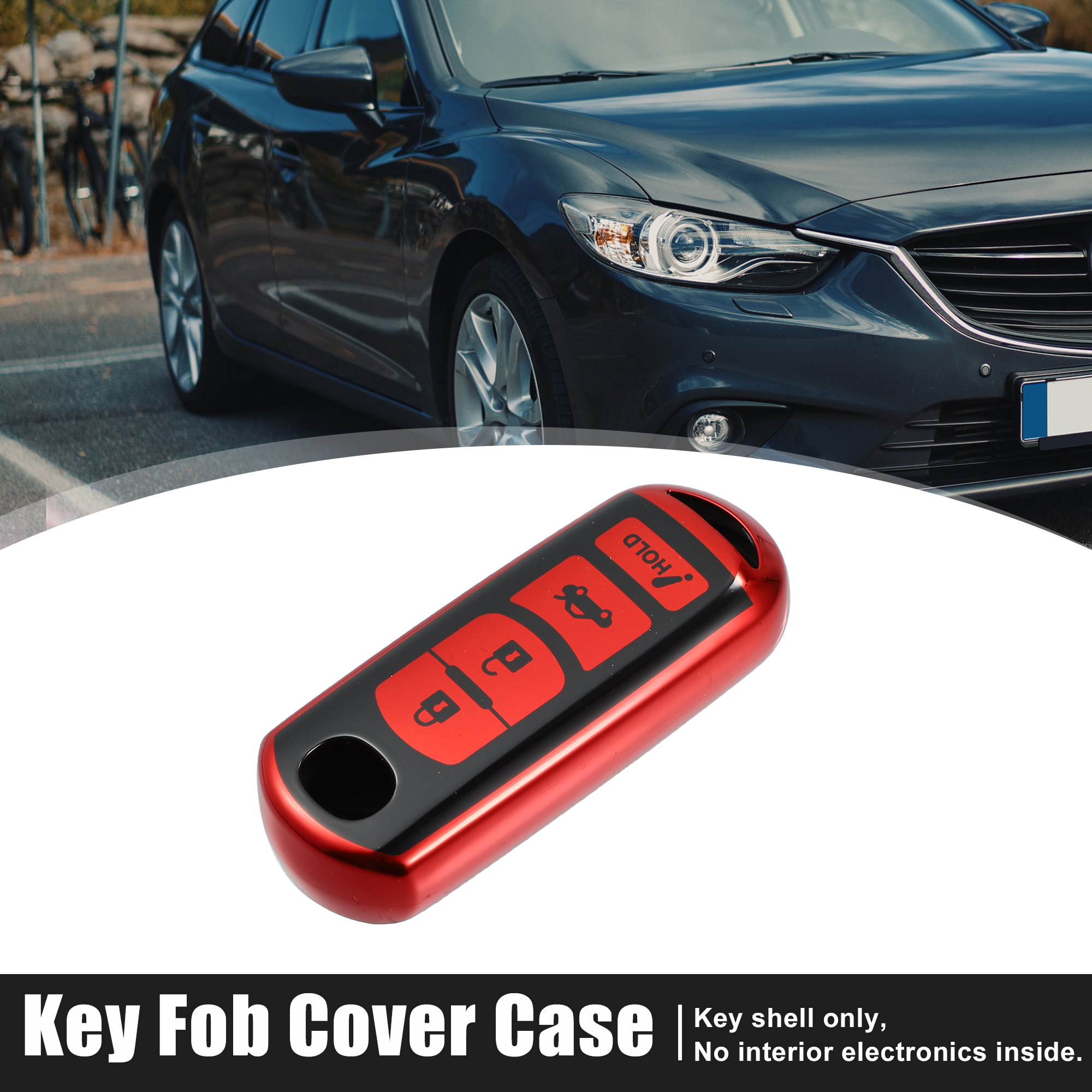 Unique Bargains TPU Key Fob Cover Case Key for Mazda 3 2014-2022 Key Fob Shell Protector Red