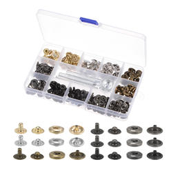 Unique Bargains 2 Boxes 60 Sets/Box Snap Fasteners Kit 12.5mm with 4 Setter Tools