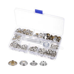 Unique Bargains 45 Sets Snap Fasteners Kit with 3 Setter Tools & Box for Clothing, Silver Tone