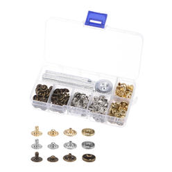 Unique Bargains 2 Boxes 60 Sets/Box Snap Fasteners Kit 10mm with 4 Setter Tools