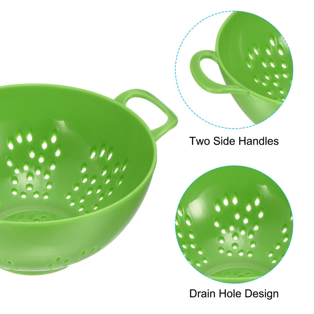 Unique Bargains Rice Sieve Washing Colander Strainer Drainer Fruit Cleaning Bowl-Green