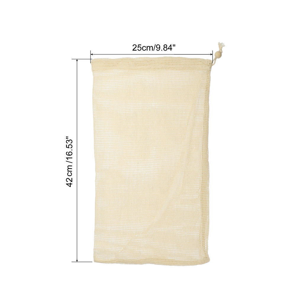 Unique Bargains Reusable Produce Bags10Pcs, Cotton Mesh Bags Grocery Storage Bags-Beige