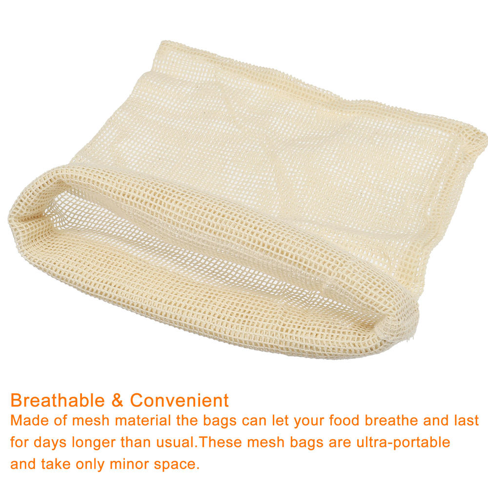 Unique Bargains Reusable Produce Bags10Pcs, Cotton Mesh Bags Grocery Storage Bags-Beige