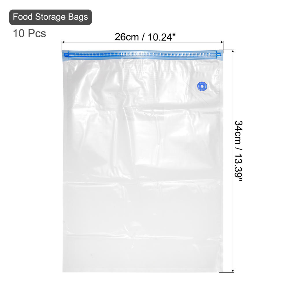 Unique Bargains 10pcs Sous Vide Bags Reusable Vacuum Food Storage Zipper Bags 34cm x 26cm