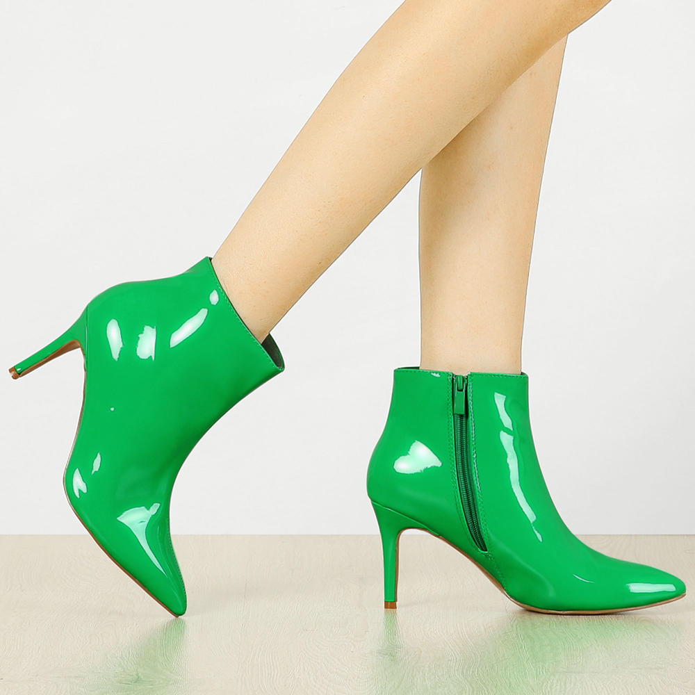 Unique Bargains Allegra K Women's Pointed Toe Stiletto High Heels Ankle Boots