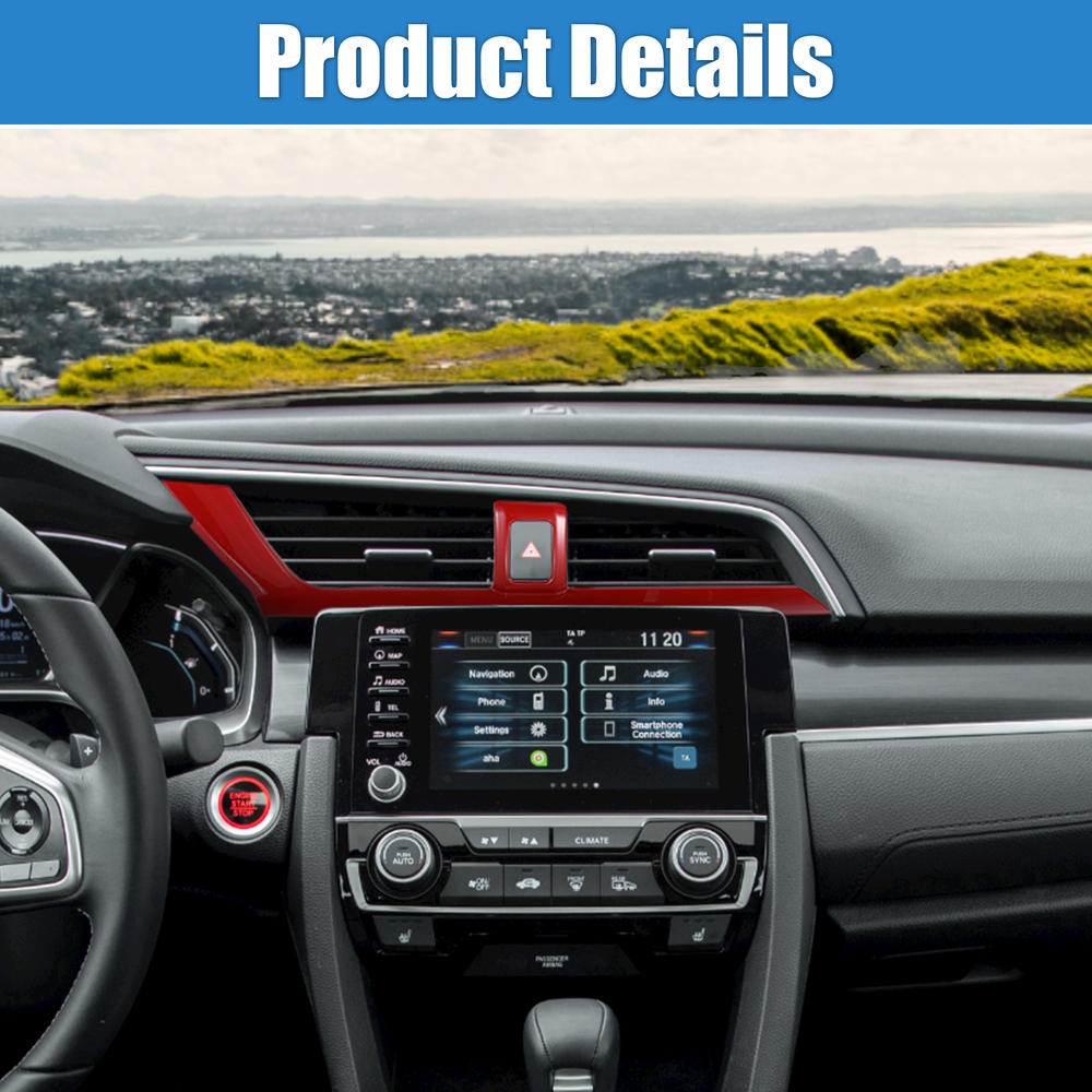 Unique Bargains Dashboard Air Vent Outlet Cover Trim Kit for Honda 10th Gen Civic 2016-2021 Red