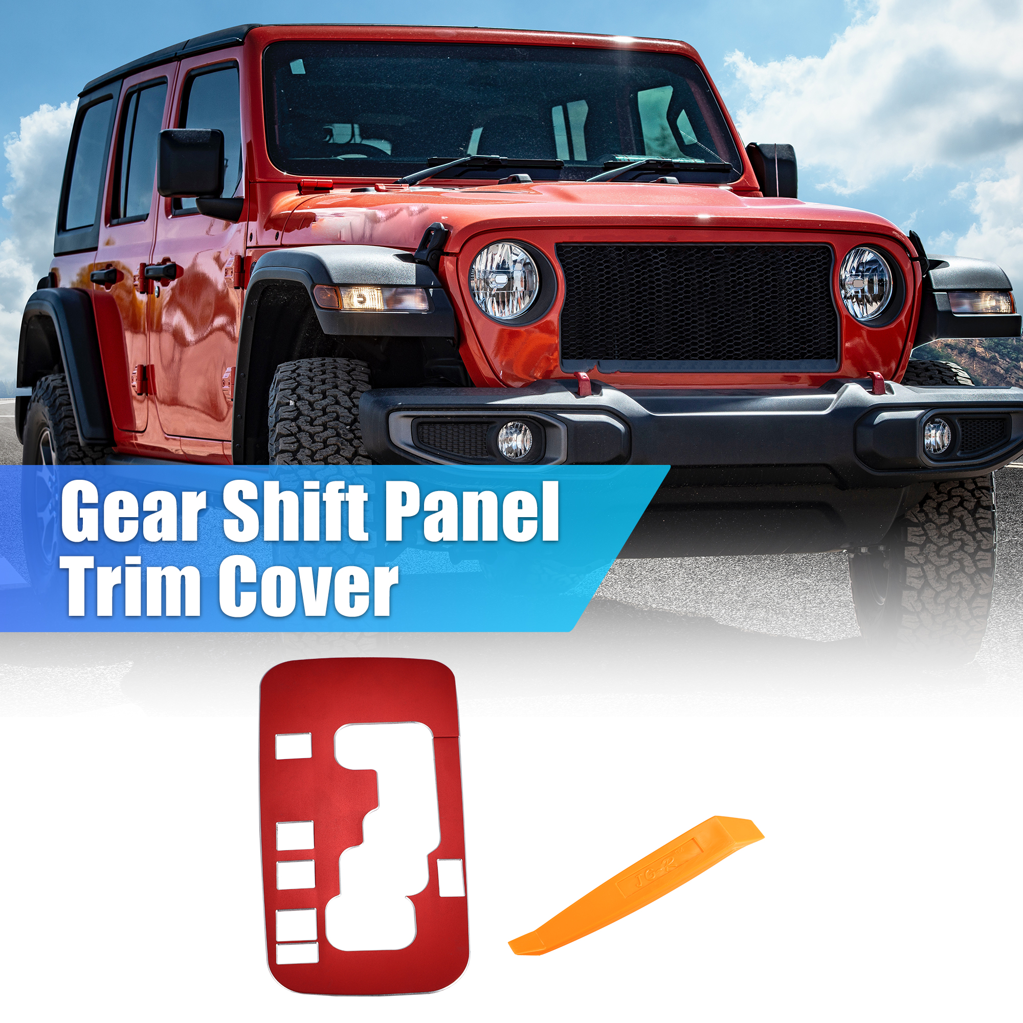 Unique Bargains Gear Shift Panel Cover Gear Shift Box Cover Trim for Jeep Wrangler JK 07-17 Red