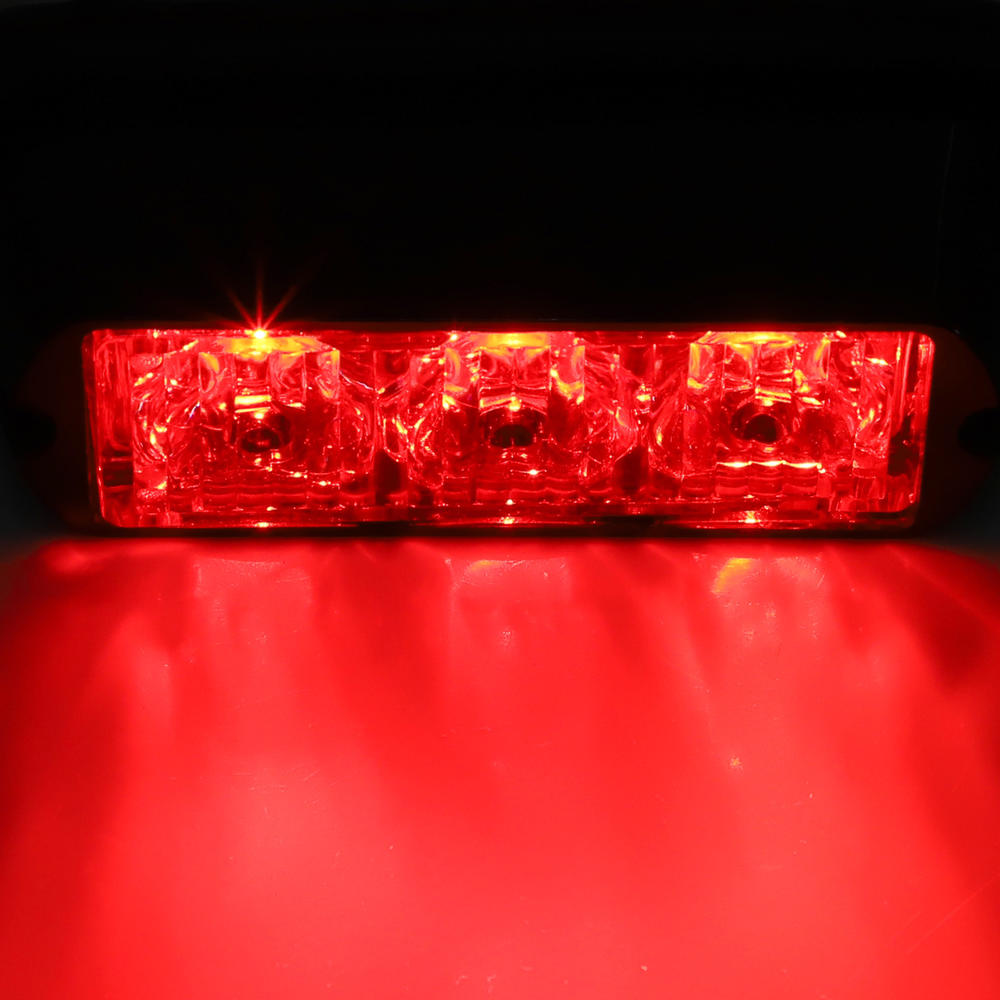 Unique Bargains 2pcs 3 LED Strobe Lights Vehicles Truck Emergency Strobe Lights Beacon Red Light
